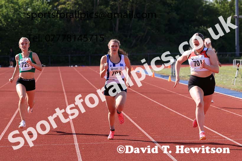 Womens under-20s 200 metres, 2025 North Eastern Track and Field Champs., Shildon, County Durham. Photo: David T. Hewitson/Sports for All Pics
